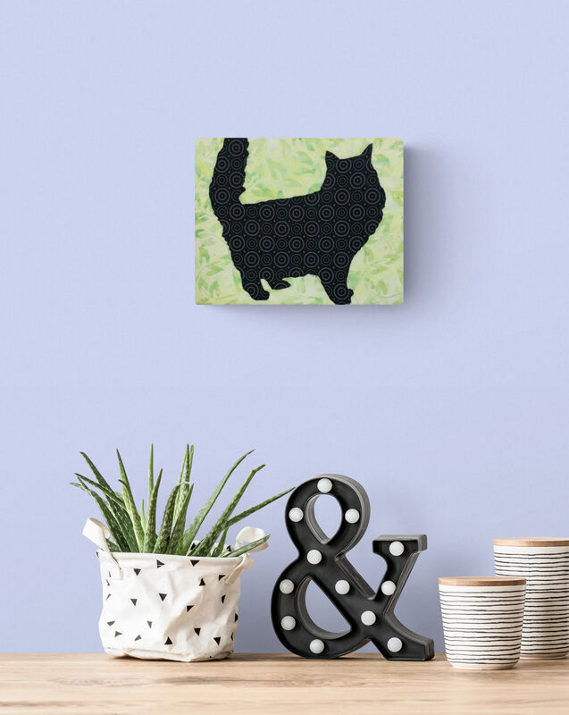 Fabric black cat silhouette on canvas hung on wall