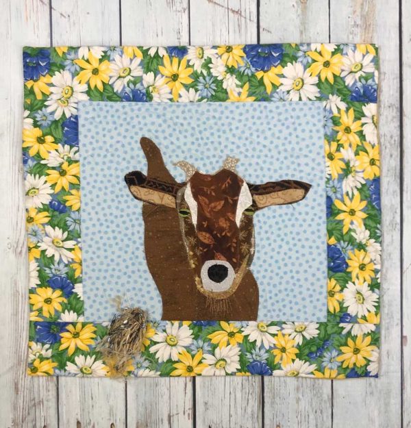 goat gift for goat lover: goat on fabric wall hanging