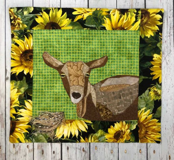 goat fabric wall hanging of goat and daisies gift for goat lovers