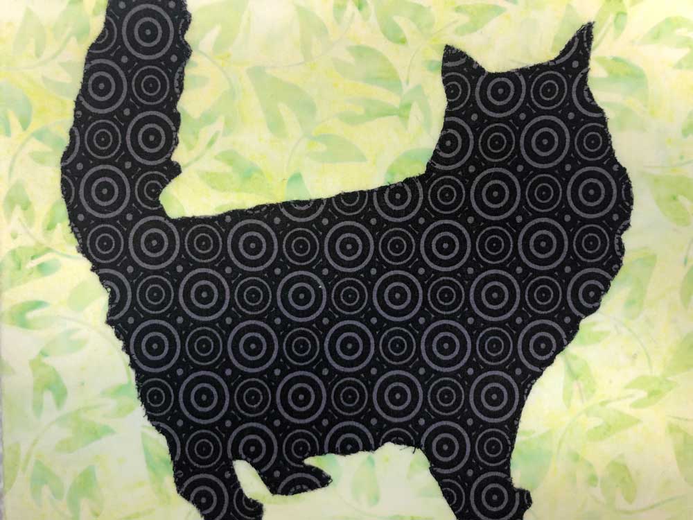 black cat on canvas closeup