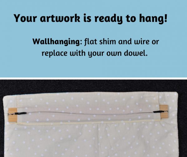 Your artwork is ready to hang with picture of back of wall hanging