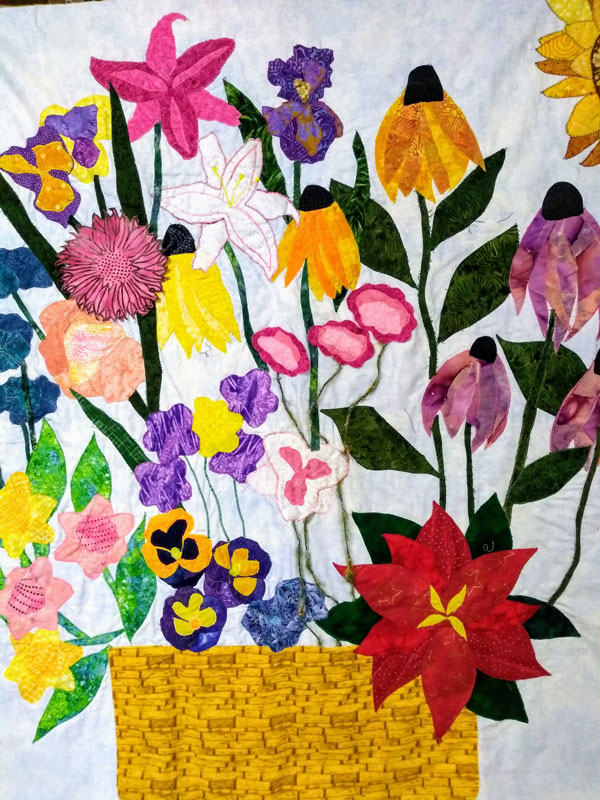 large wallhanging of flower basket